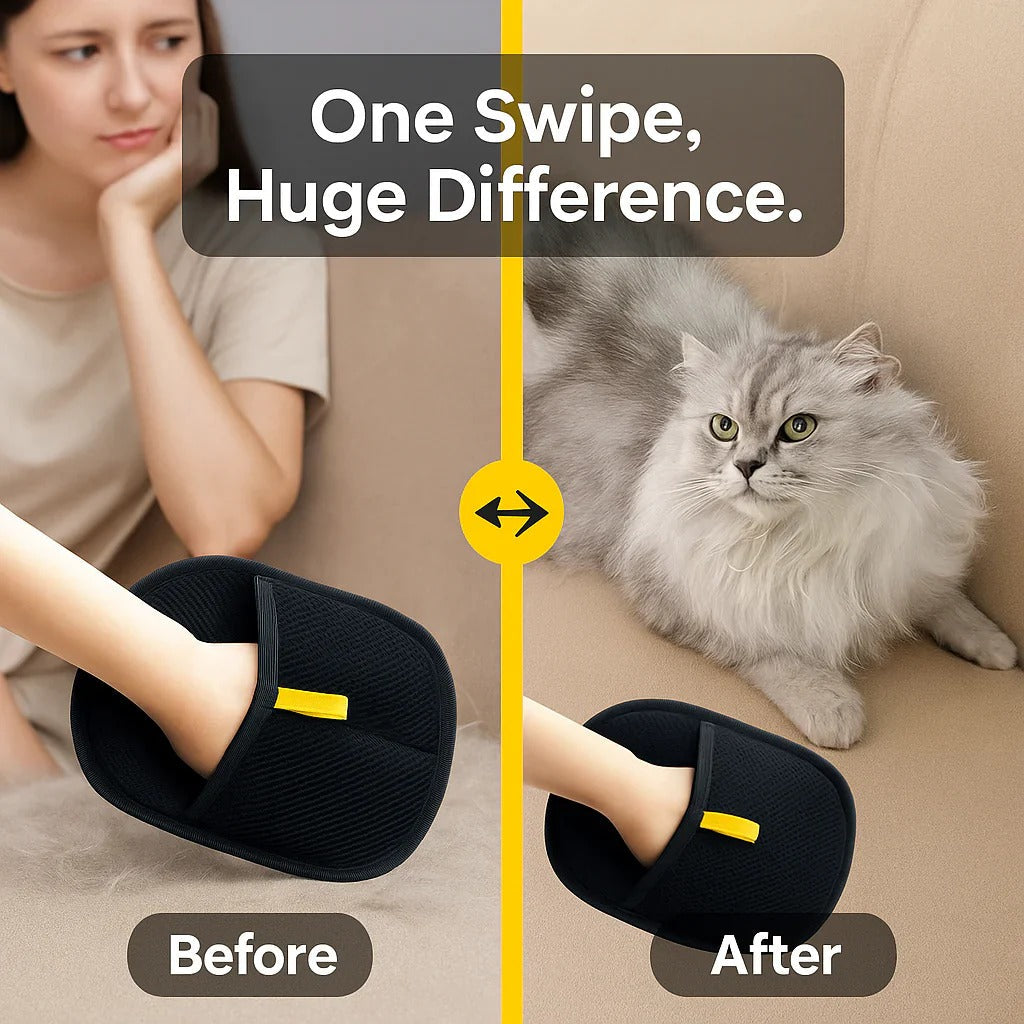 Washable Pet Hair Remover Glove for Sofa, Bed & Carpet