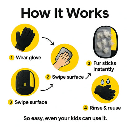 Washable Pet Hair Remover Glove for Sofa, Bed & Carpet